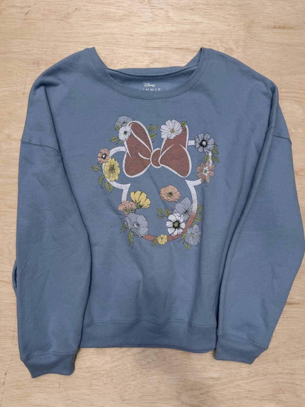 Disney Minnie Mouse Floral Pullover - Slate Blue with Rose Bow